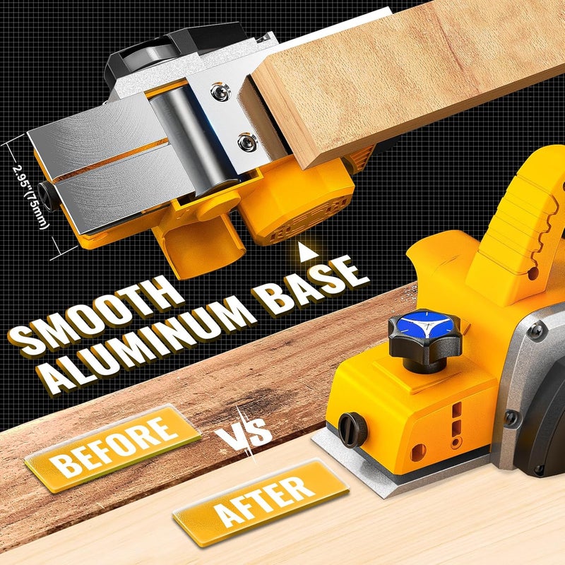 MtiolHig Cordless Electric Hand Planer: 3-1/4-Inch Handheld Planer Compatible with Dewalt 20V Battery (No Battery) - 15000 RPM Power Wood Planer for Woodworking, Carpentry, and Home DIY - Image 4
